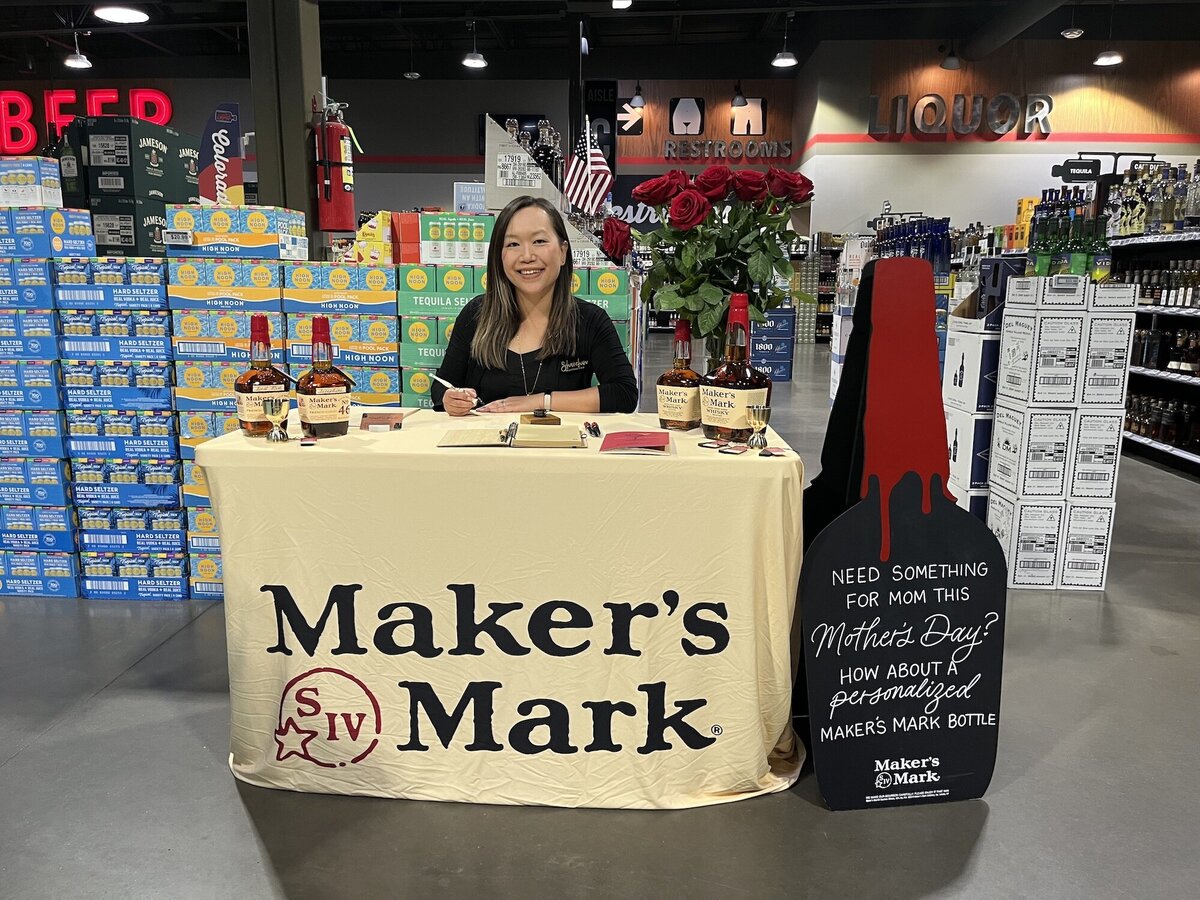Table set up for Maker's Mark store activation