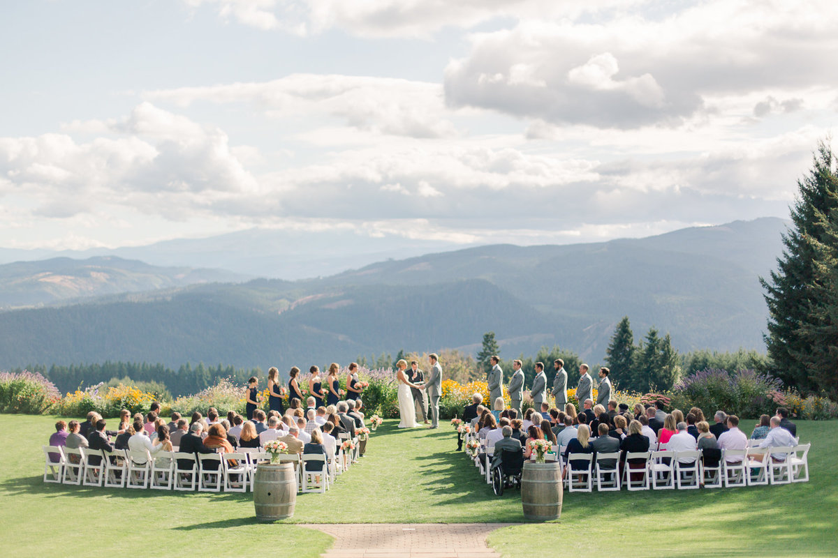 views of oregon columbia river gorge ceremony site on top of vineyard