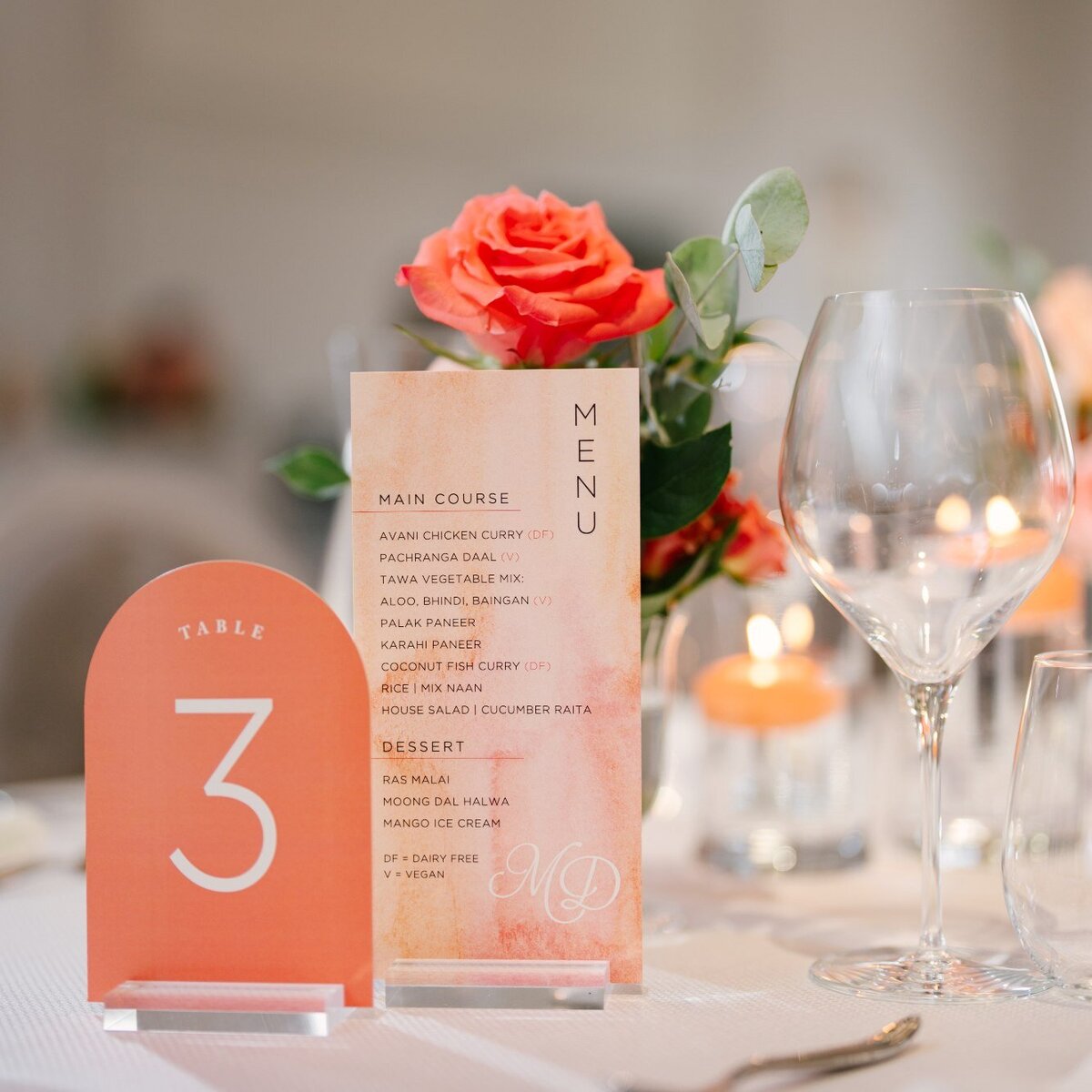 Peach Menu+Table Number M+D G Designers 1