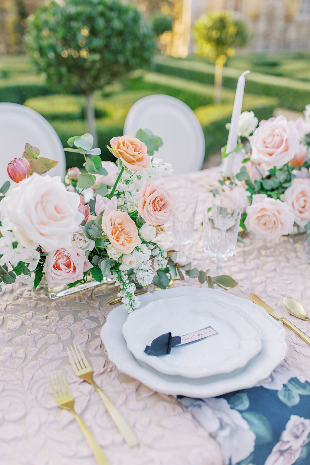 French chateau fairytale wedding in blush with a marchesa ombre bridal gown - Veronique Lorre luxury florist - Katie Trauffer Photography23
