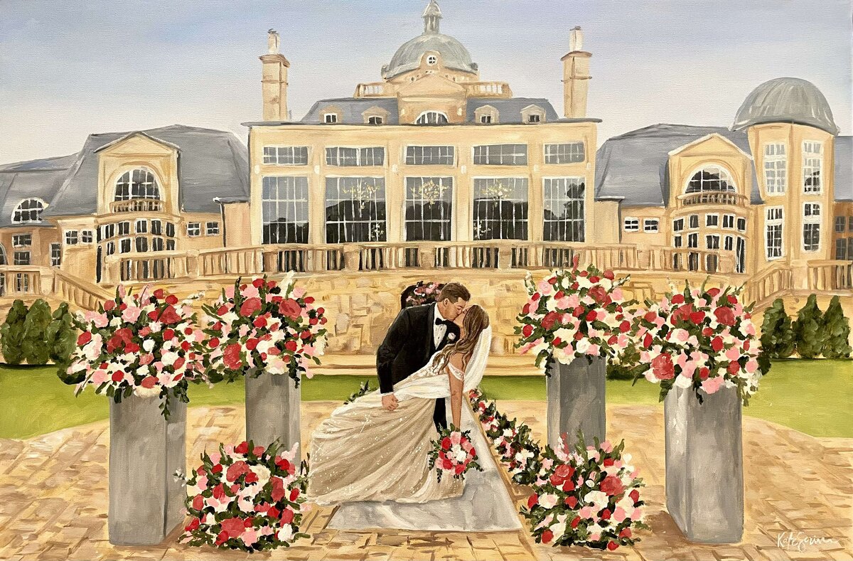 painting of bride and groom
