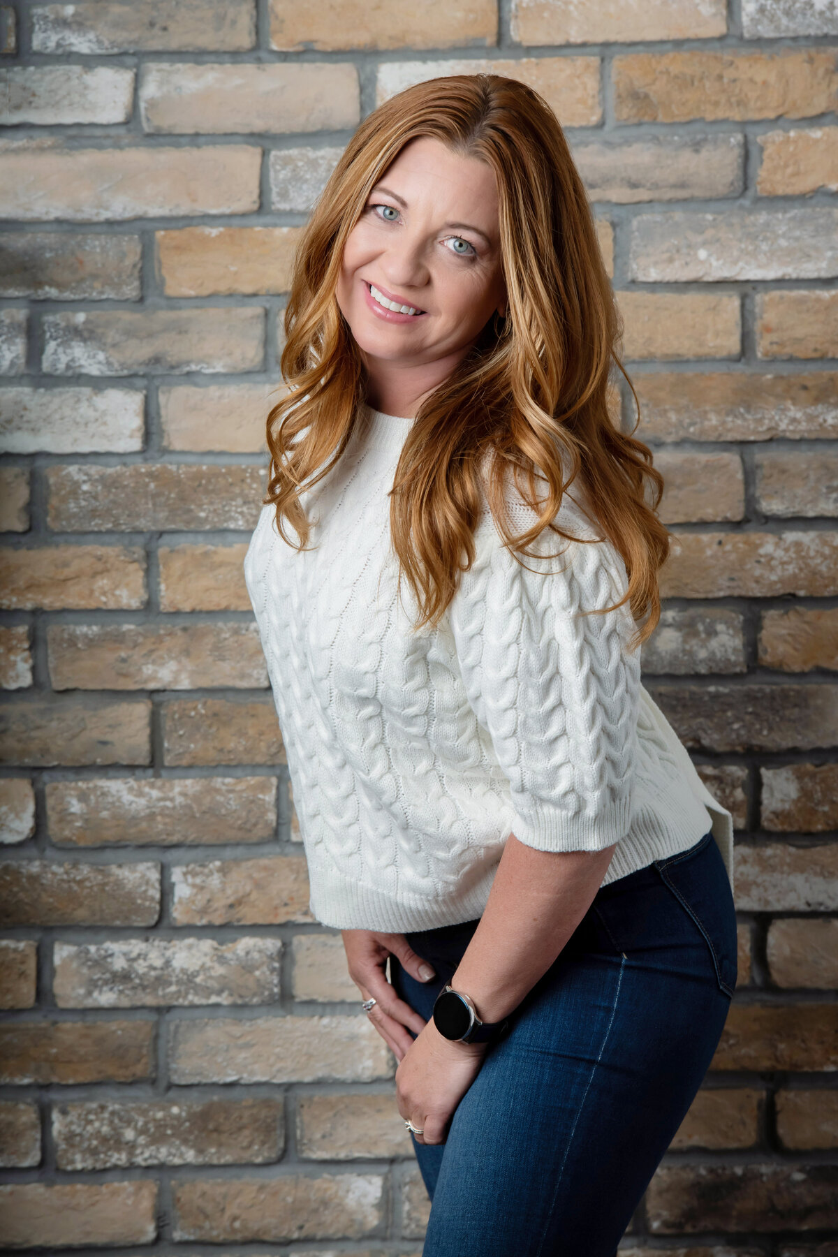 portrait on brick background