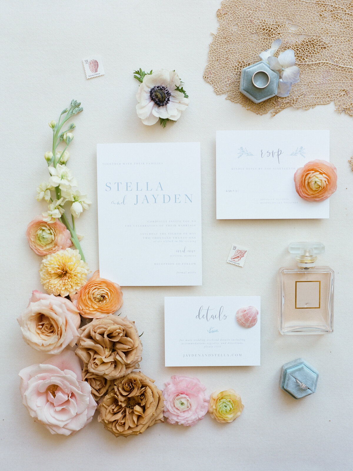An invitation with florals flaylay