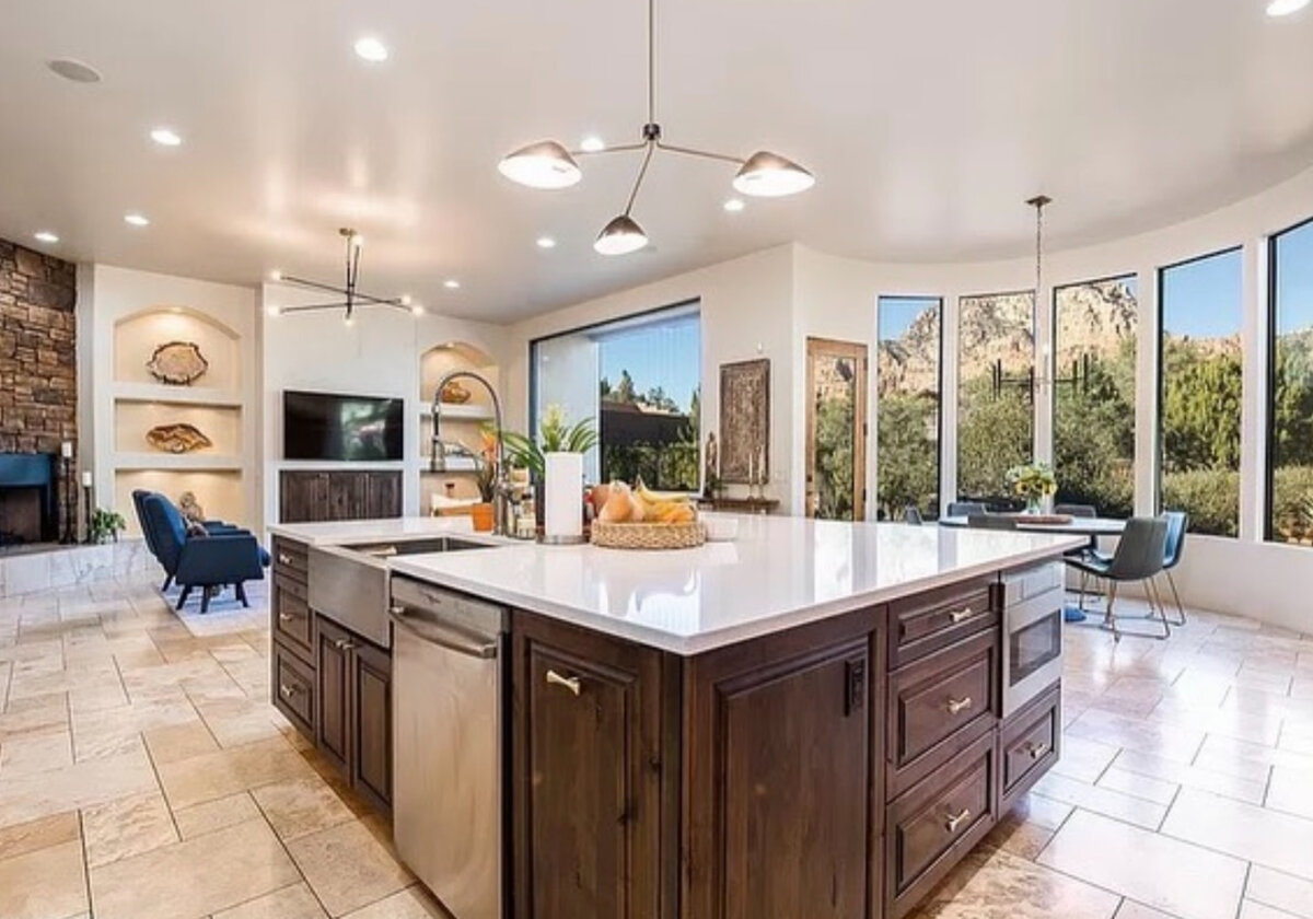 kitchen design with dark wood cabinets