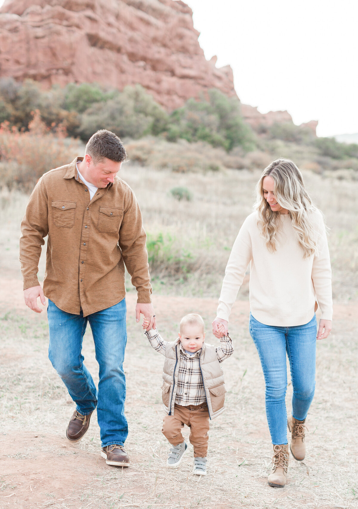 Family at South Valley Park in Denver during sunrise