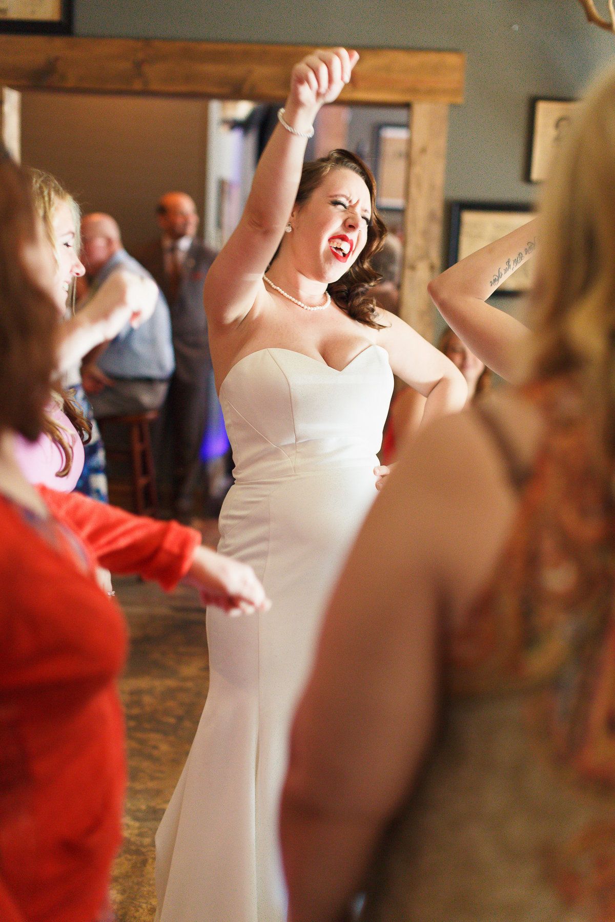 Close Up of Bride Dancing at Her Reception at Her Riverside Jacksonville Wedding