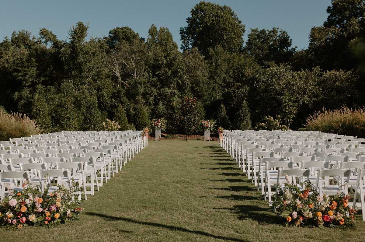 summer outdoor wedding with colorful flowers