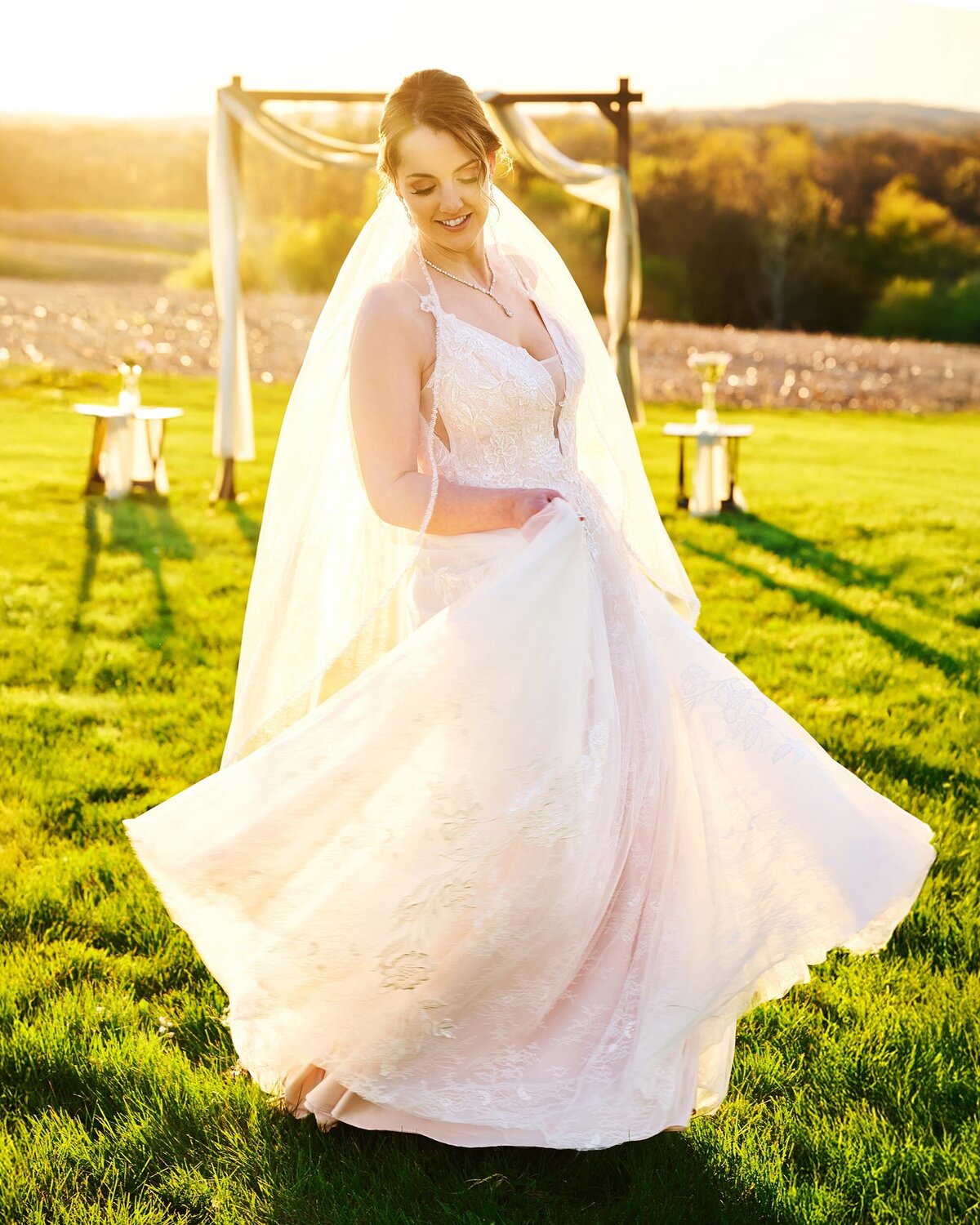 sunset-bride-twirling-wedding-photo