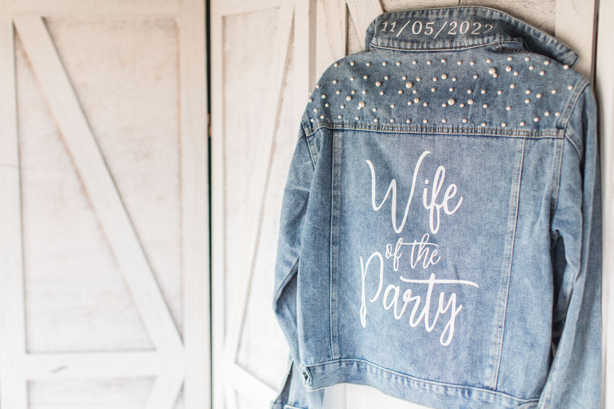Custom denim jacket for the bride