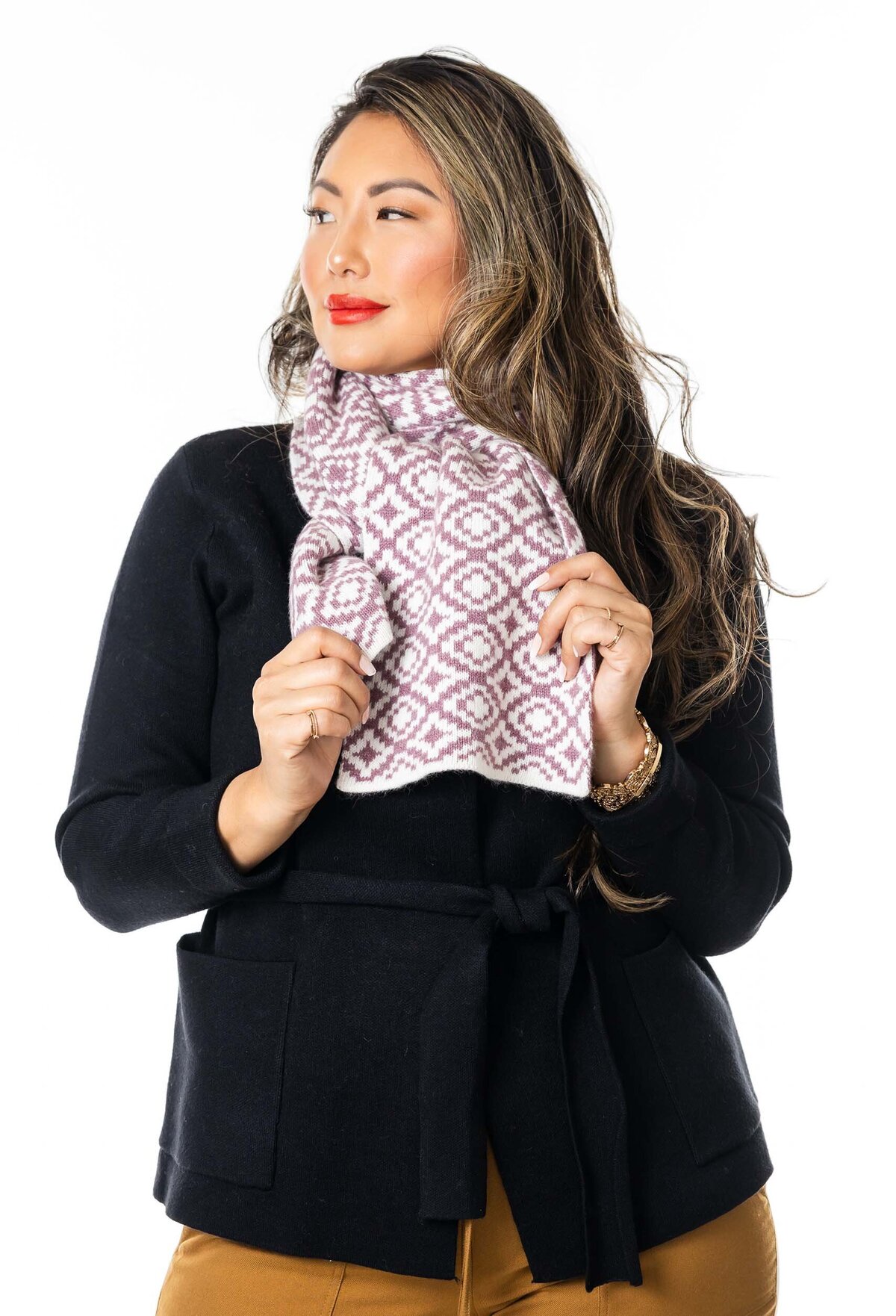 Jacquard knit cashmere scarf vanessa by Heidi Hennessy2