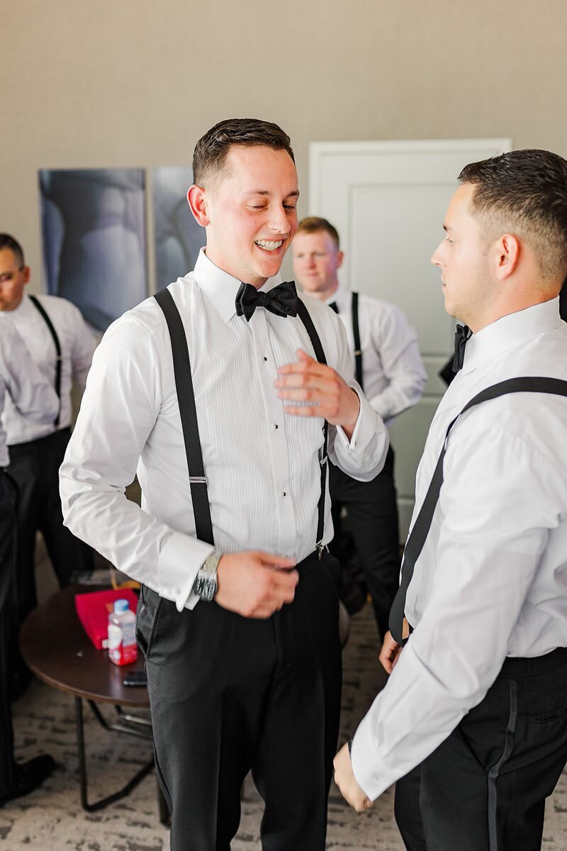 Groom and Groomsmen Getting Ready at DoubleTree, Evansville.026