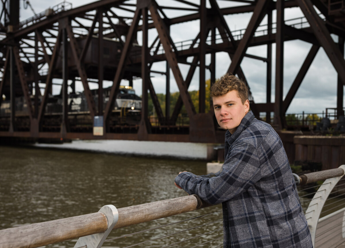 male senior portrait in downtown cleveland