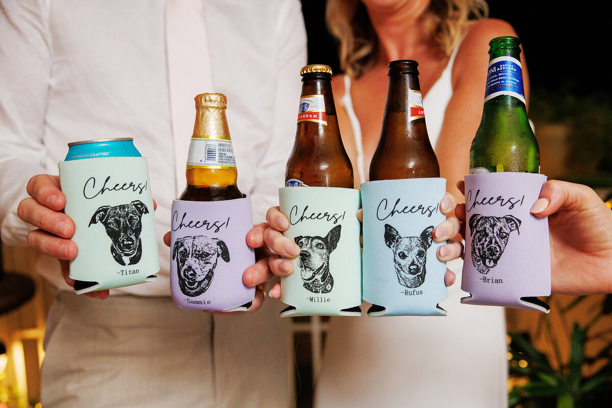 dog koozies at wedding
