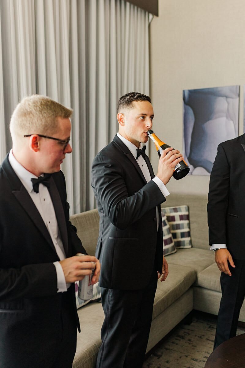 Groom and Groomsmen Getting Ready at DoubleTree, Evansville.045