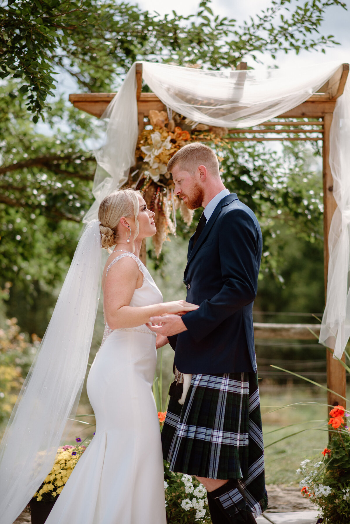 the couple sharing a moment after being announced as husband and wife