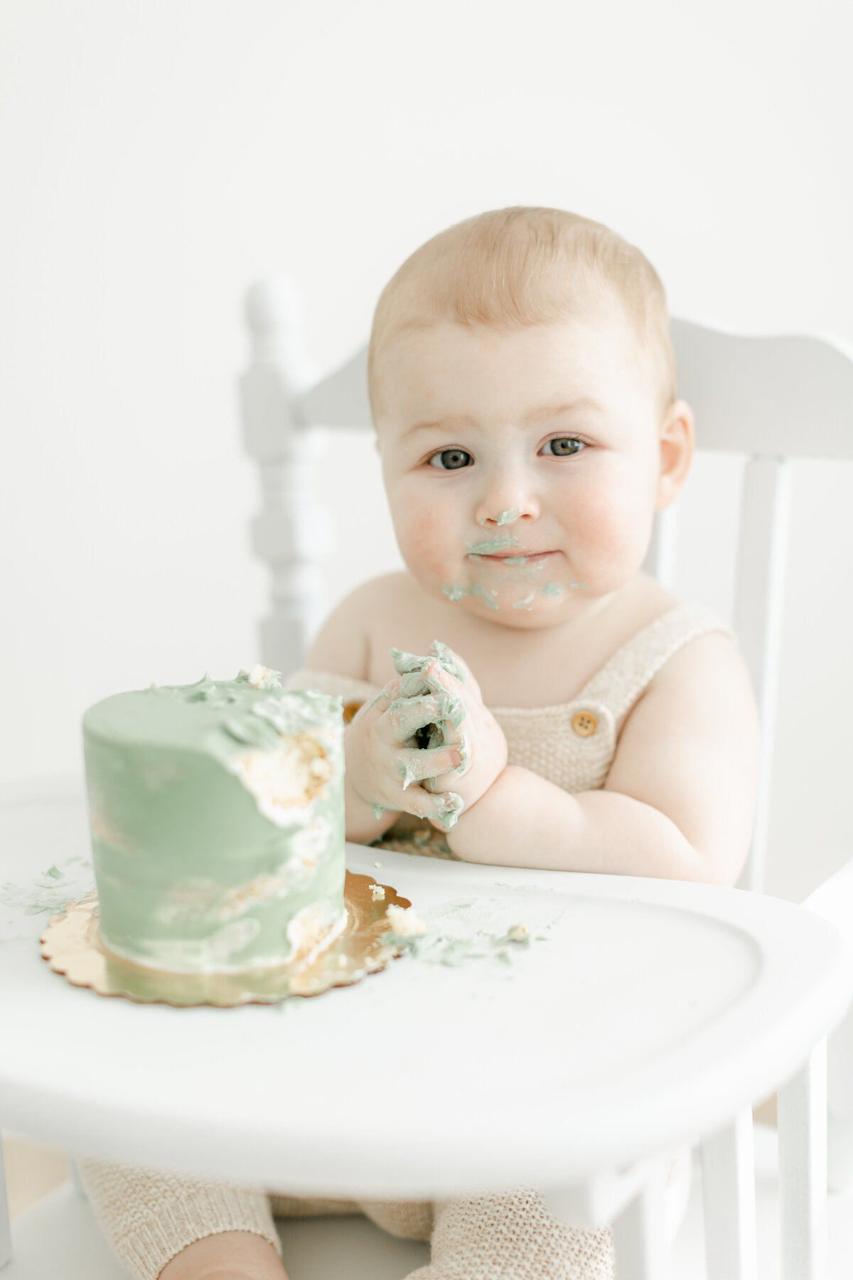 baby boy with his smash cake photographed by Philadelphia Portrait Photographer Tara Federico