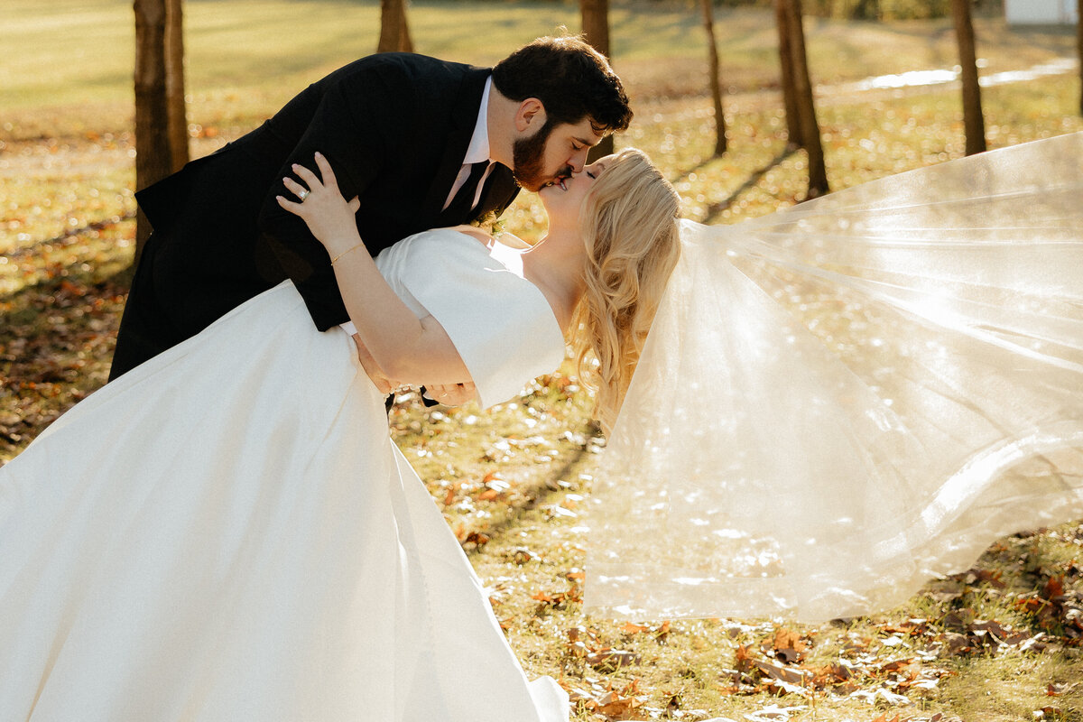 The groom dipping the bride.