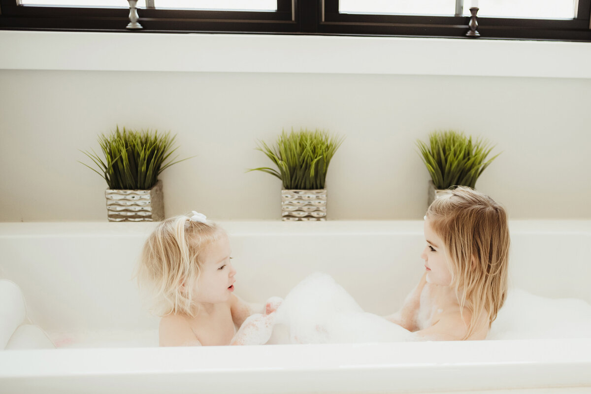 little girls in the bubble bath