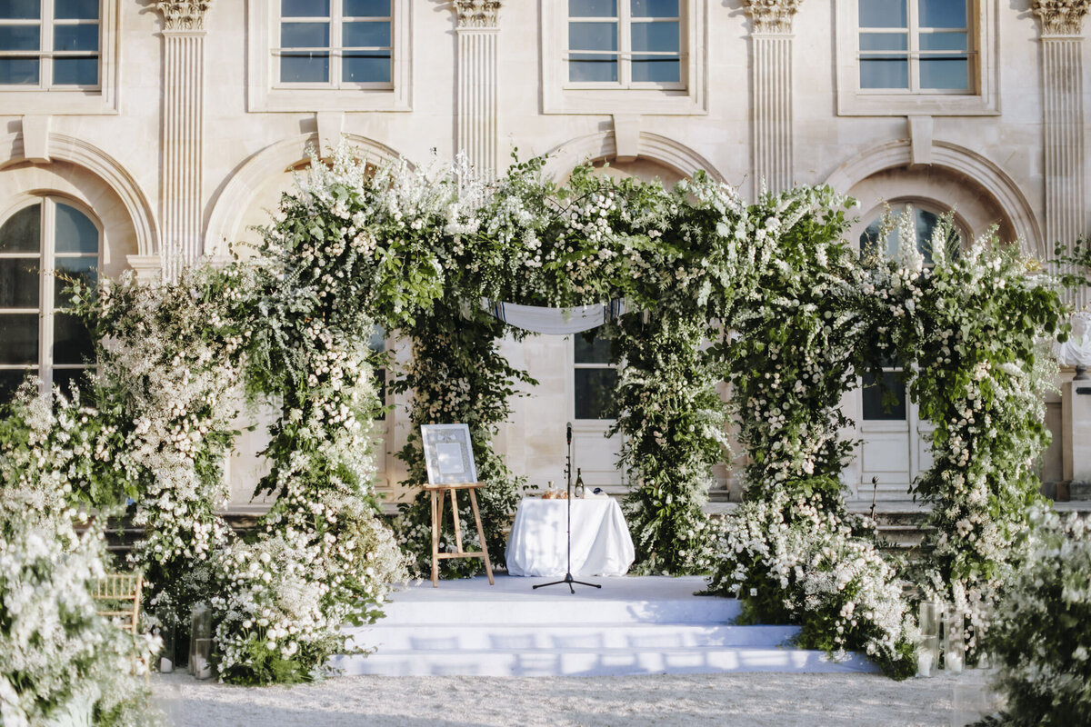 Paris Destination Wedding at Chateau de Chantilly by Alejandra Poupel Events huppah 