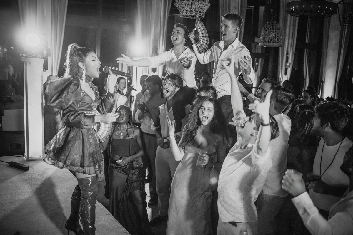 Drag queen performances  at a destination wedding in Puerto Rico
