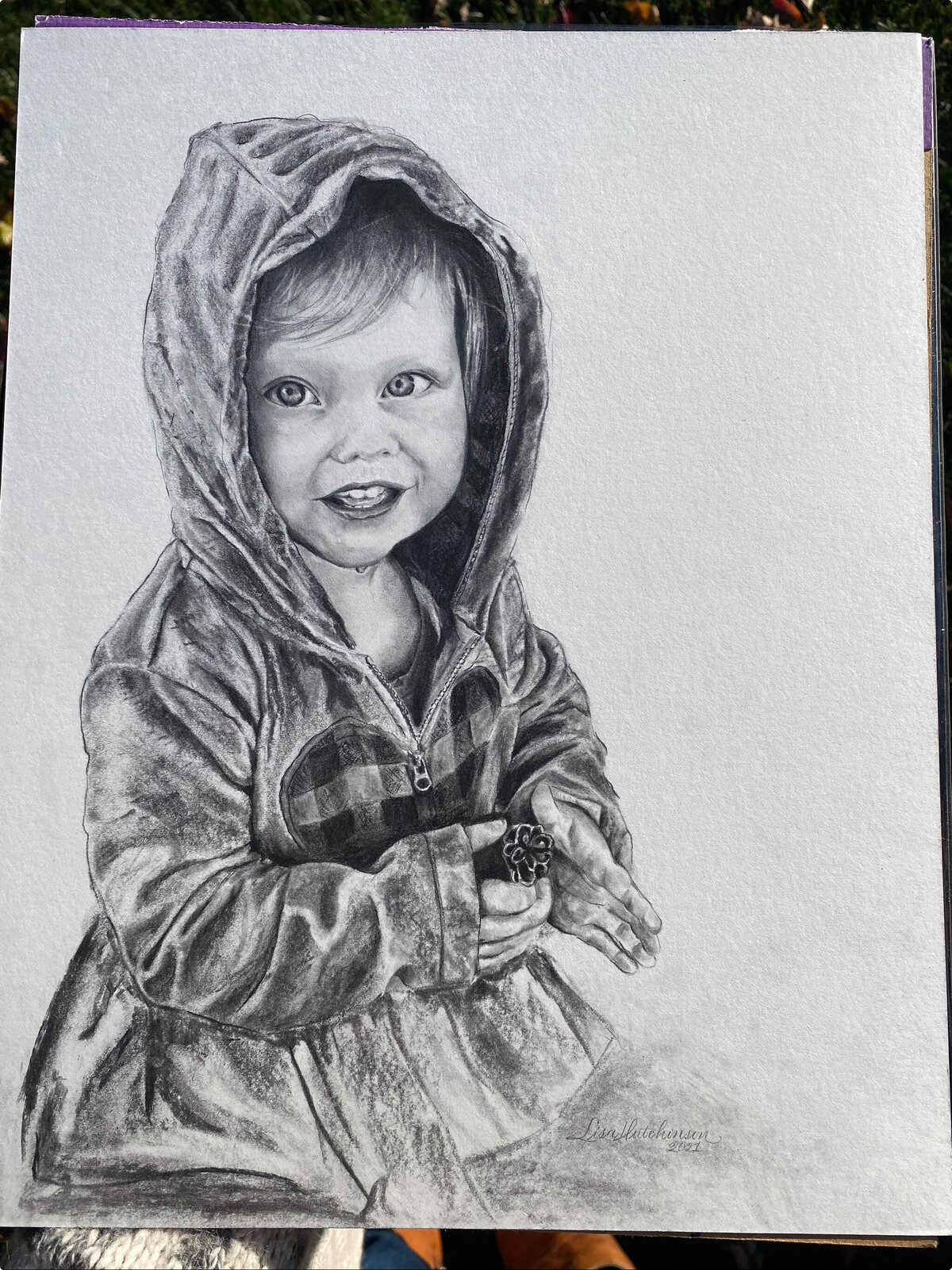 Charcoal portrait of a boy