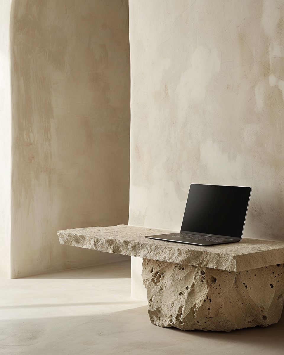 marga888_Modern_minimalistic_stone_table_with_a_MacBook_on_it_26583c32-874b-4c6f-95c9-e9a725542179_1