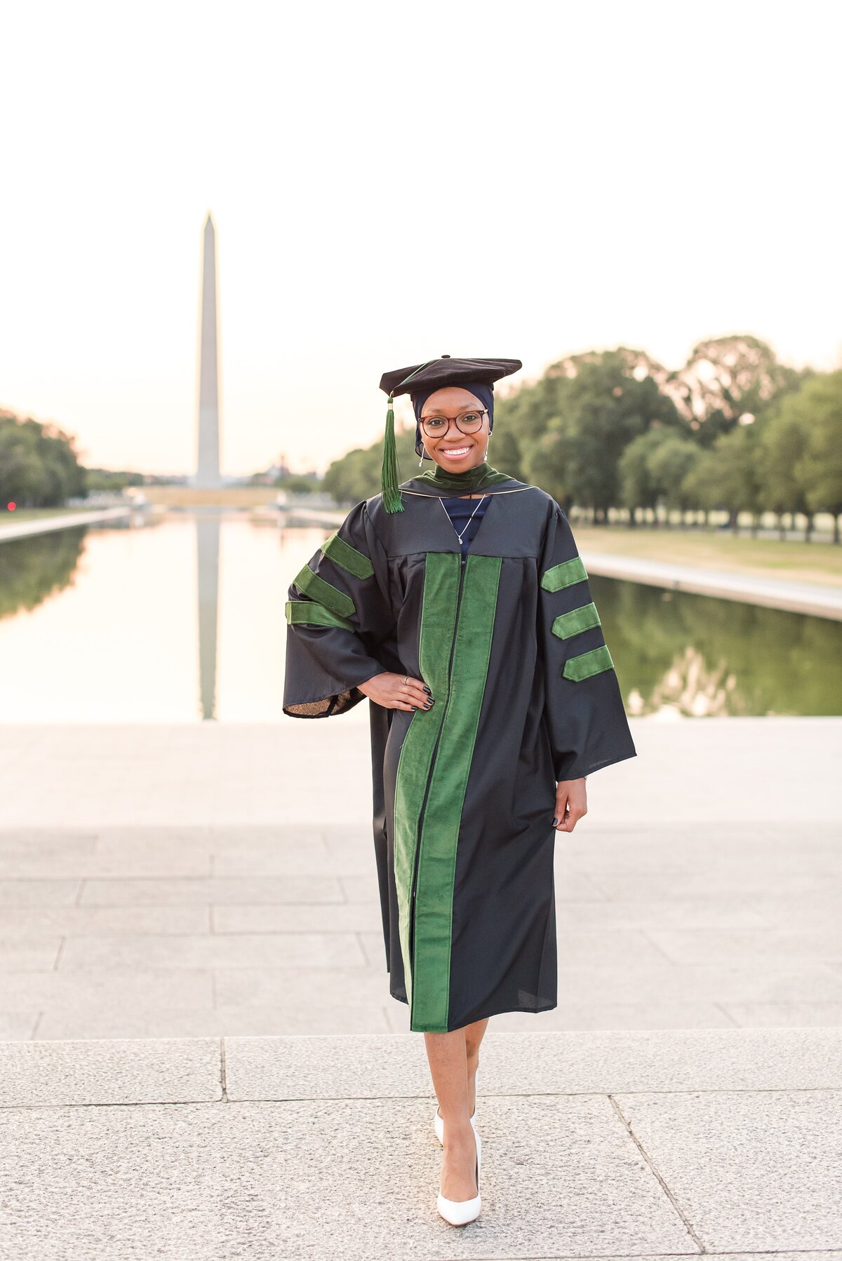 grad at reflecting pool sunrise