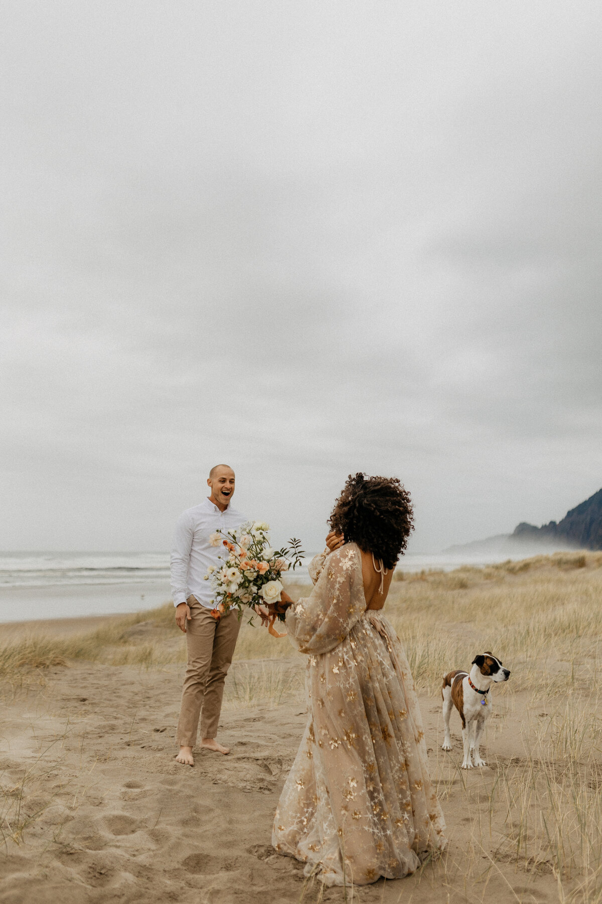 elopement first look groom reaction