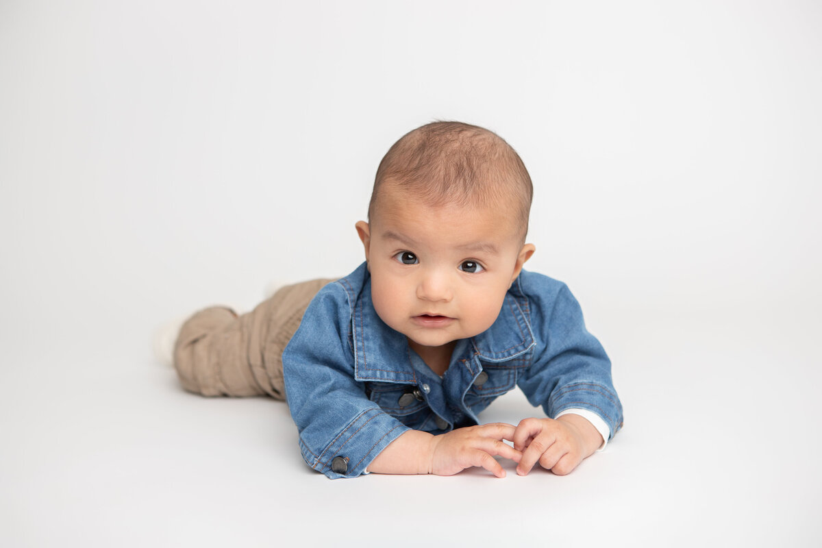 Studio portrait onseamless paper backdrop white