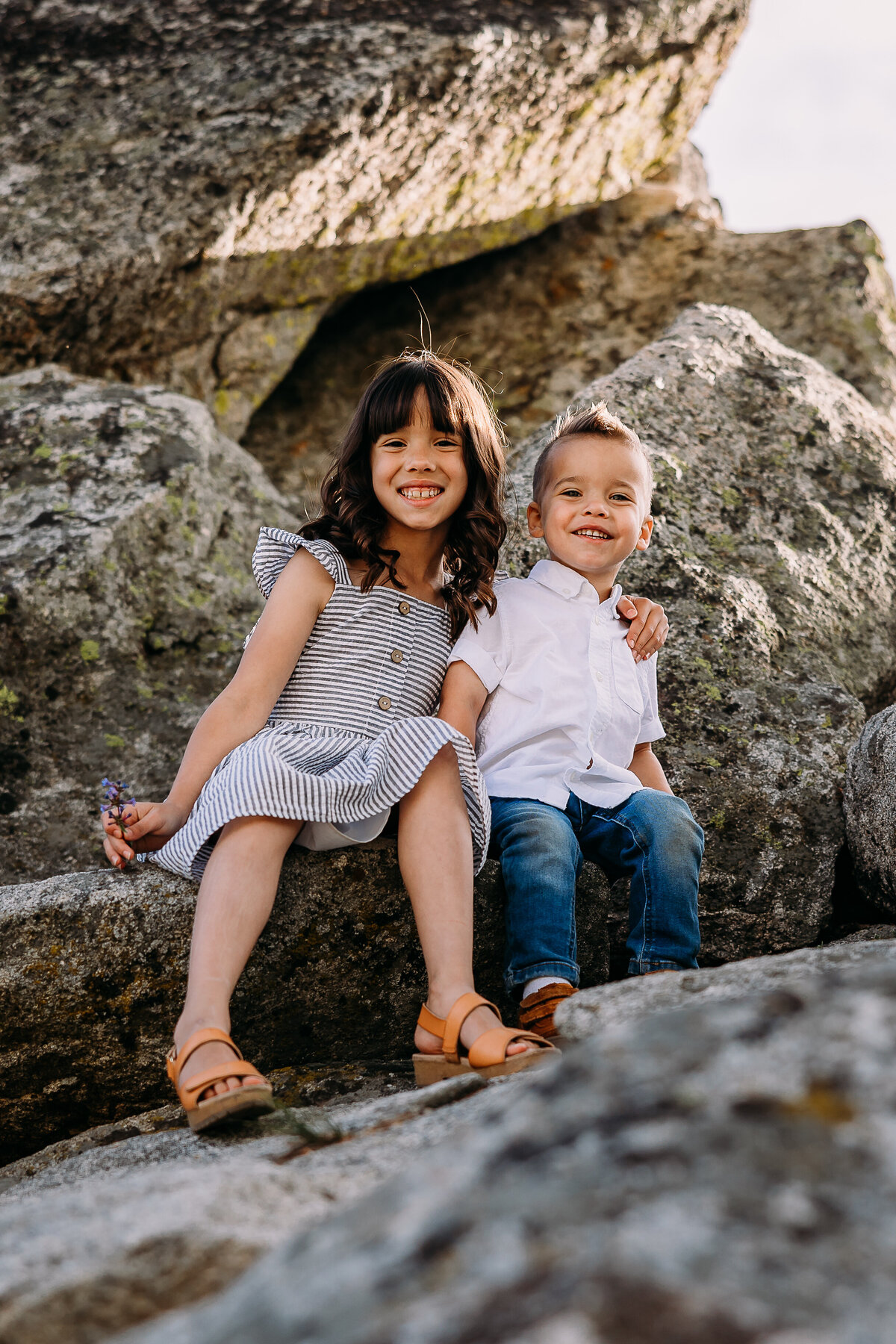 Kids on rocks