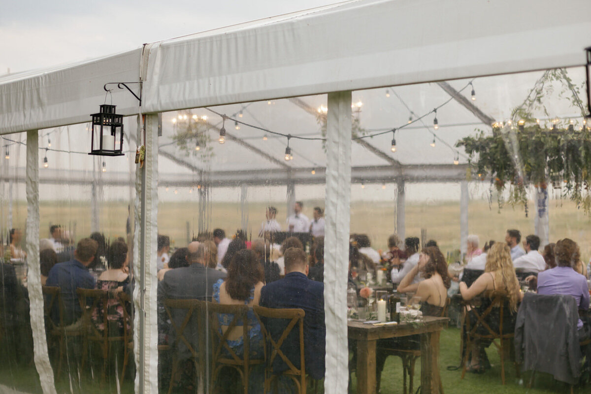 tented wedding reception at the Gathered