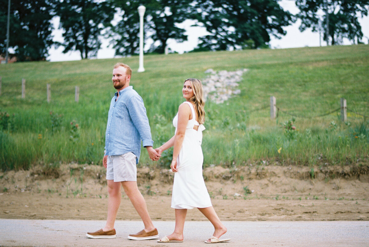 Carla and Will Edgewater Beach Engagement Session on Film-42