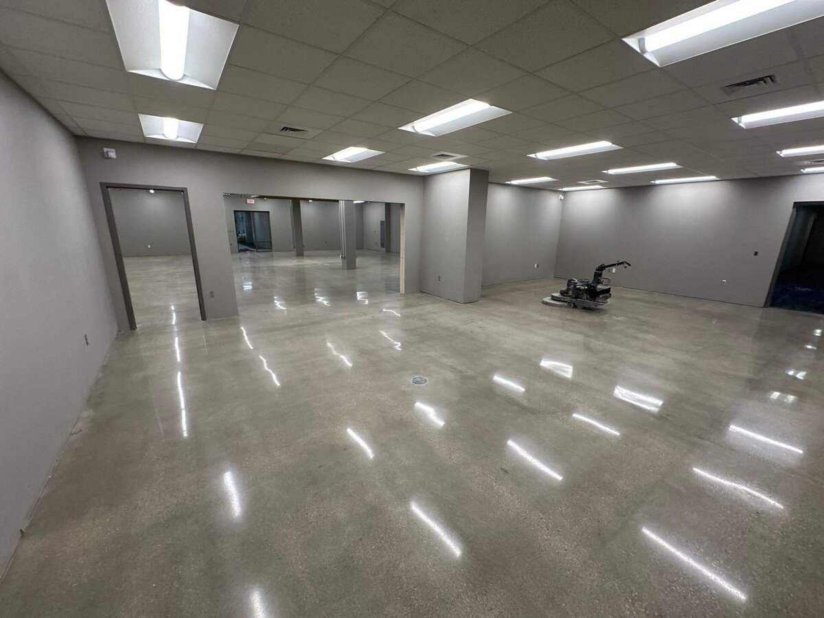 Commercial concrete flooring solutions in DFW, showcasing high-quality, durable floors ideal for business environments and commercial spaces.