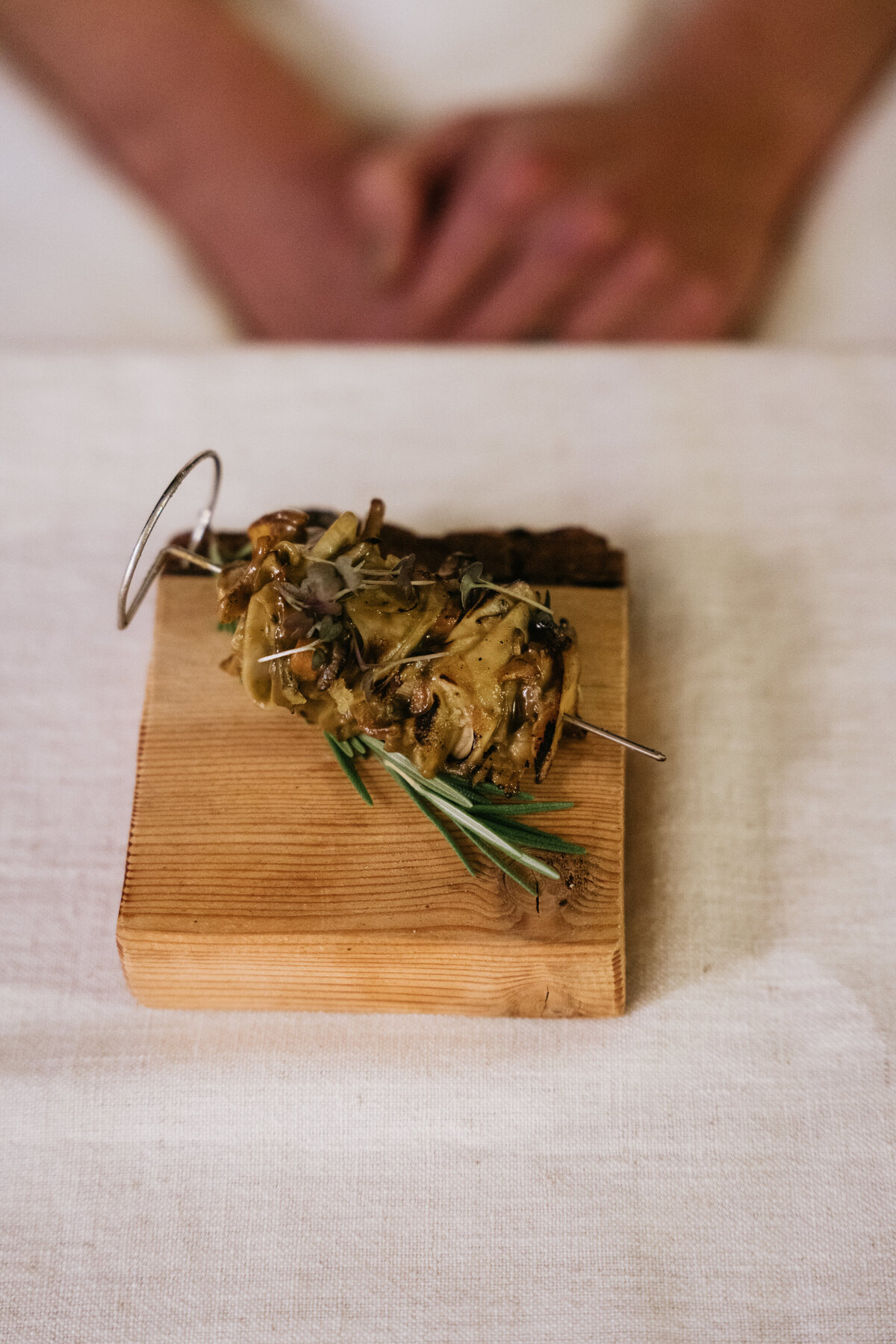 Vegan fine dining dish at sustainable wedding in Merano Dolomites