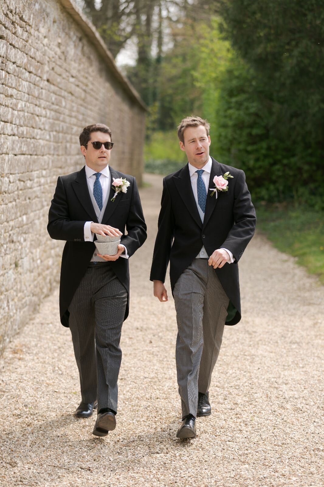 Groomsmen walking to St. Peters Church At Came