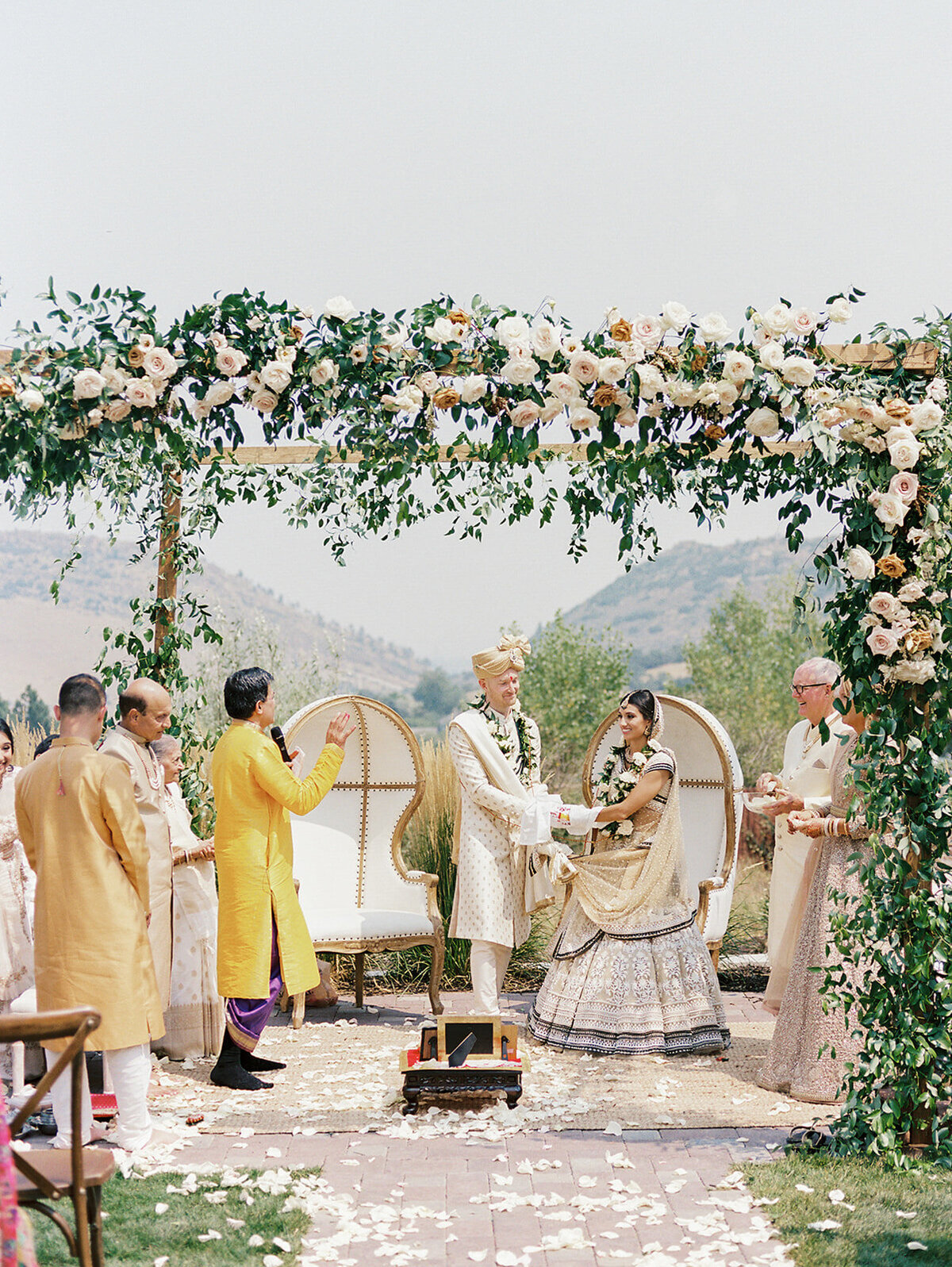 Bride and groom during a South Asian Fusion wedding ceremony