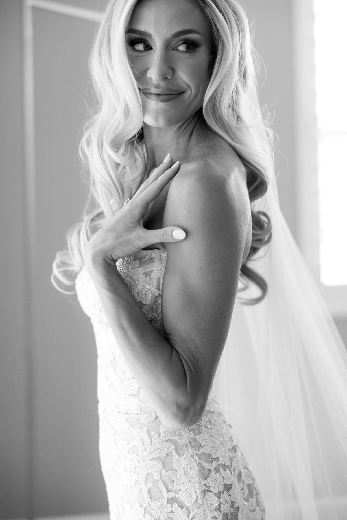 Closeup of bride's hand
