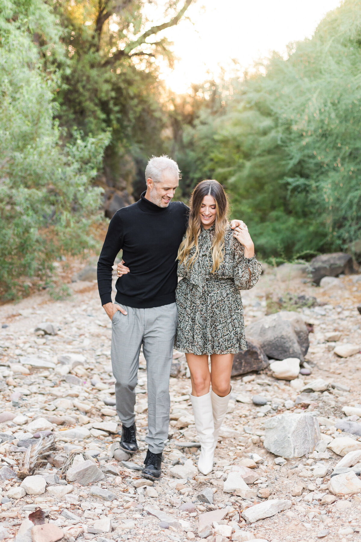 couple walking together for Scottsdale couple photo session