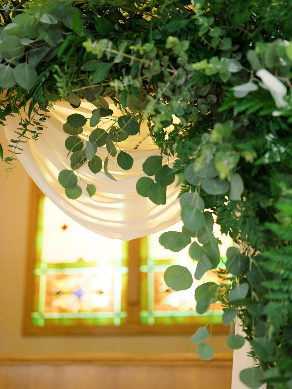 intimate church wedding with greenery-6