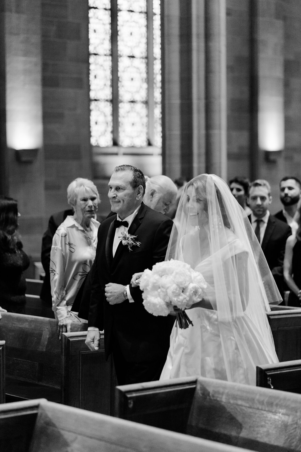 Father walks Bride up the Aisle in Bryn Athyn Cathedral in Bryn Athyn, Pa