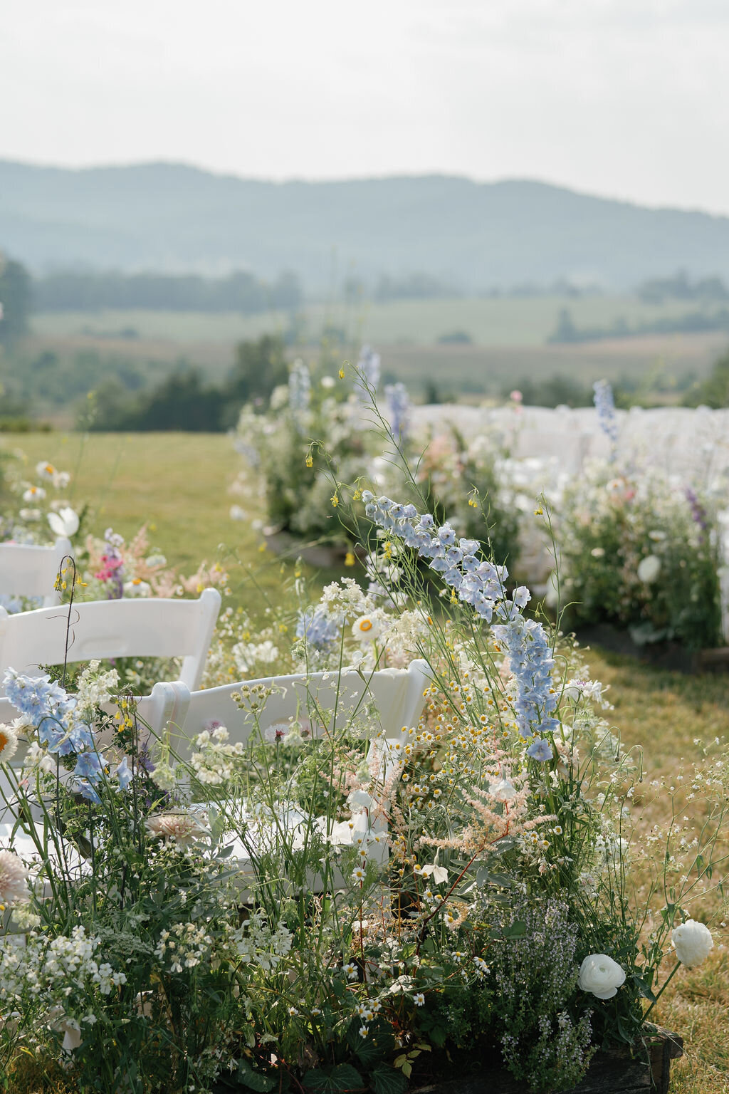 ground florals growing on wedding ceremony chair inspiration