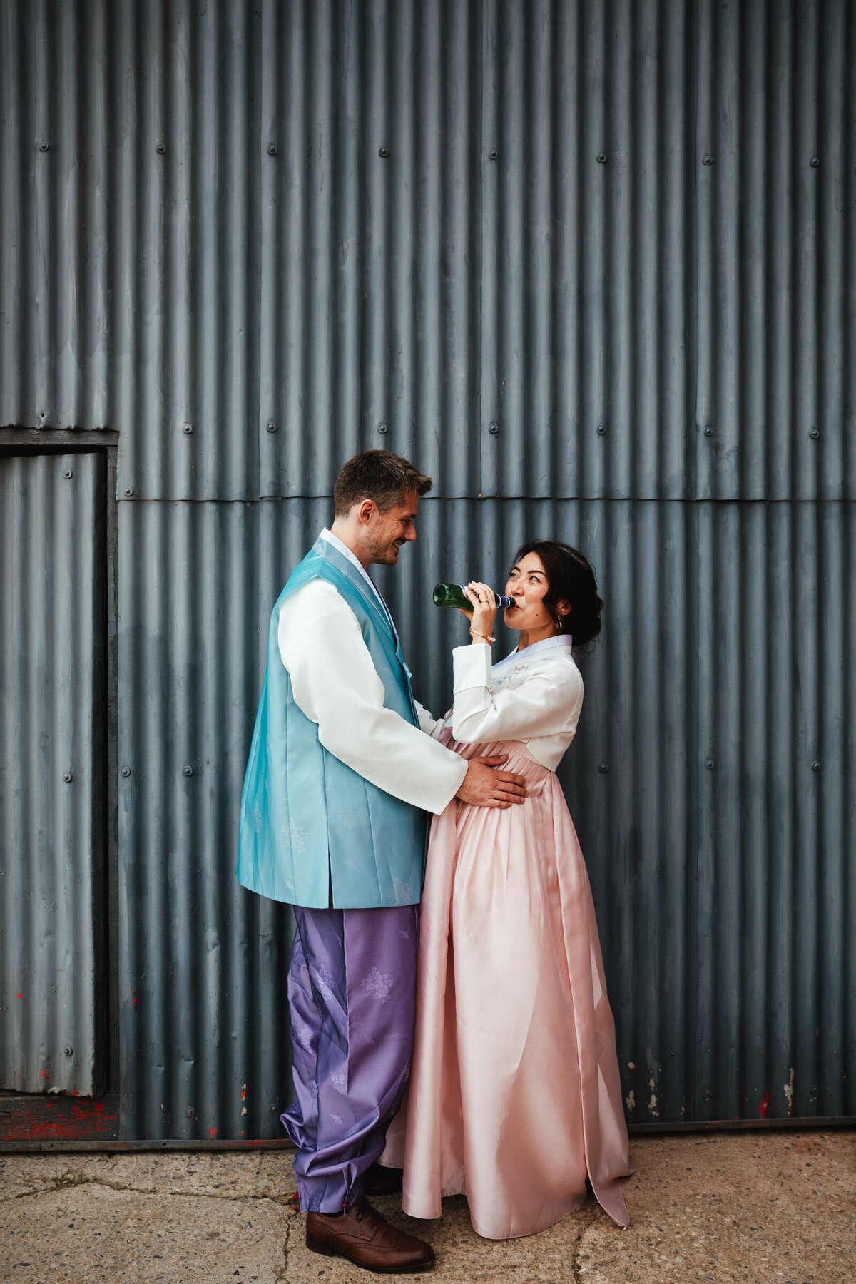 Bride and Groom in Korean dress at White Syke Fields York