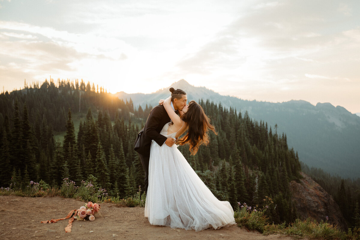 bride running with blurry dress
