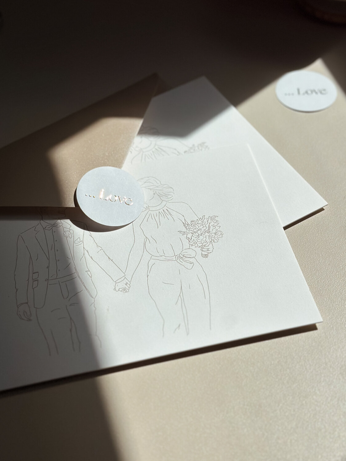 Huwelijksuitnodiging schets illustratie op maat