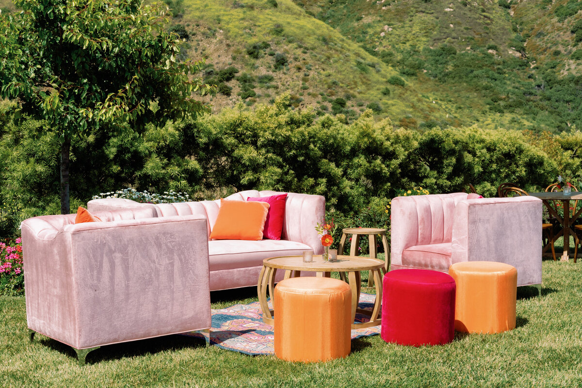 Pink and orange sitting area