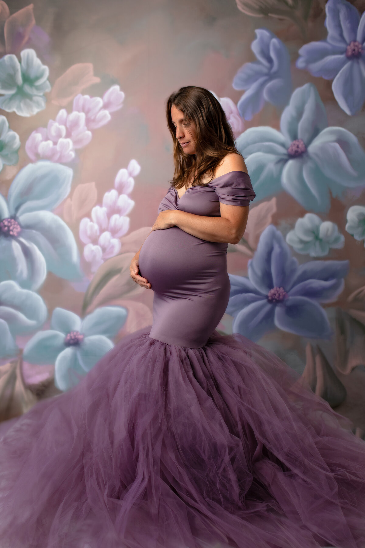 purple maternity gown