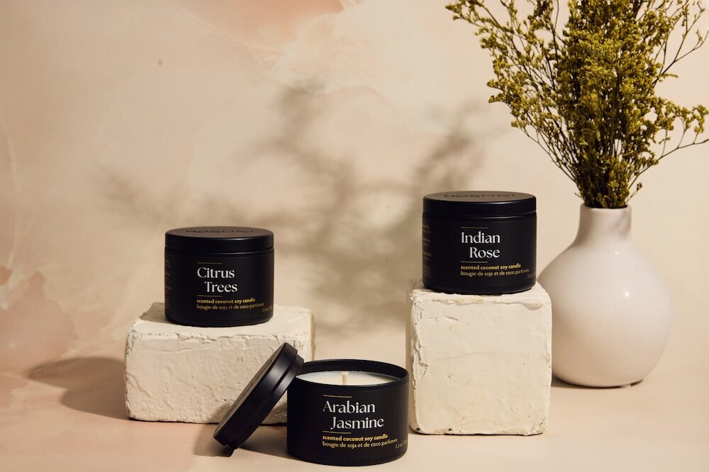 Collection of Roshni Wellness soy candle scents