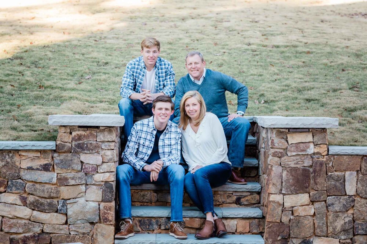 Backyard family portrait  on the steps.