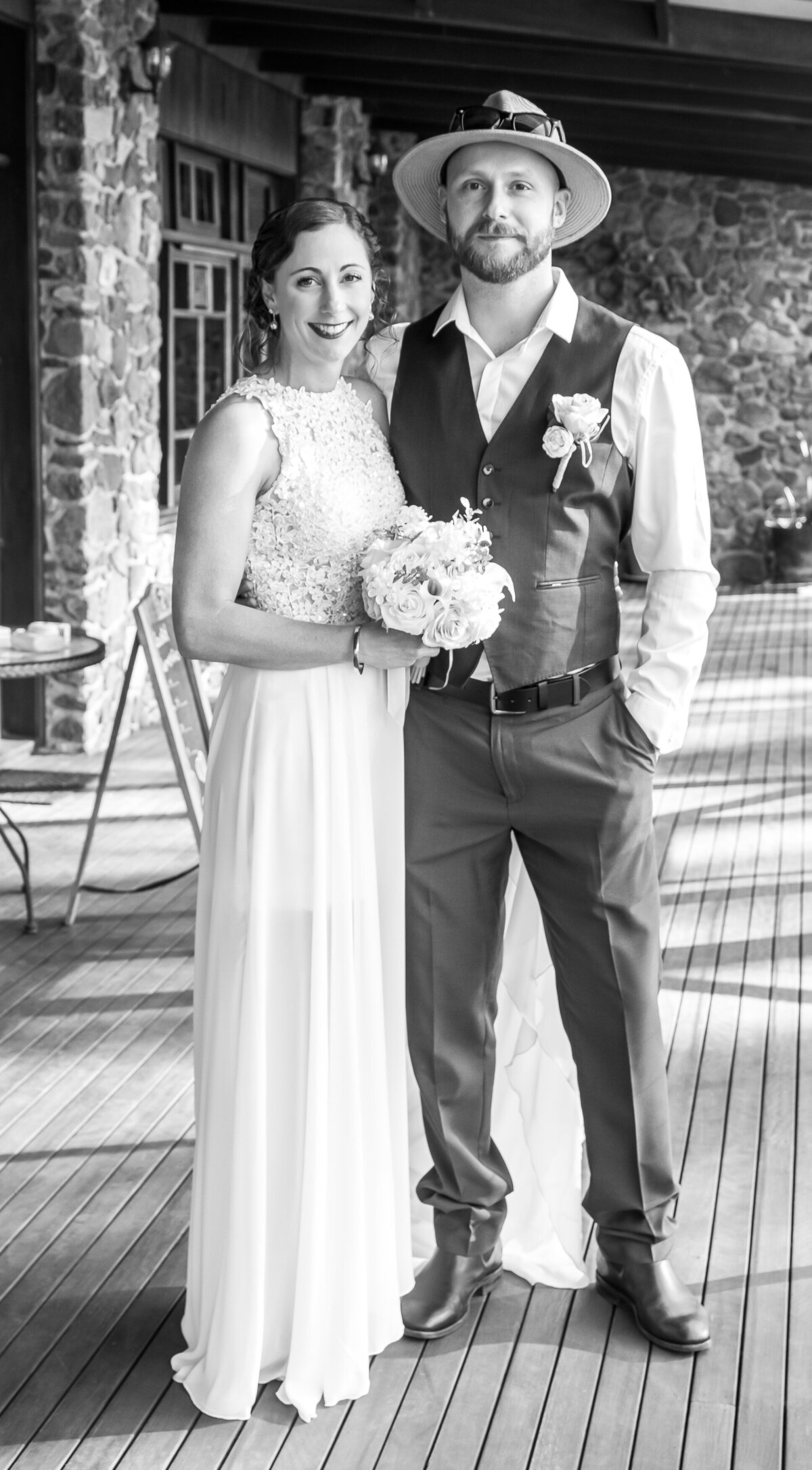 Bride and groom bush wedding portrait
