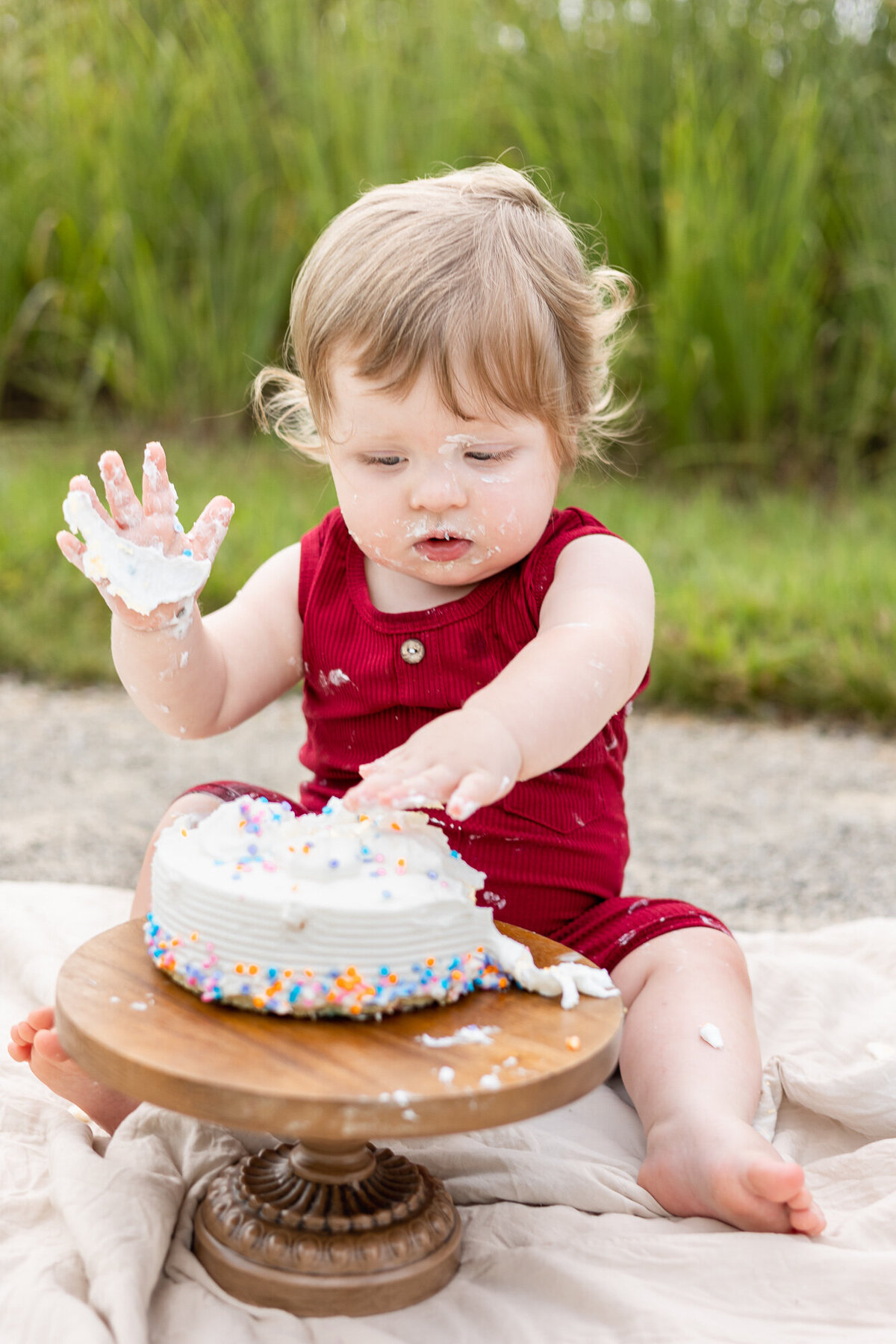 Outdoor-one-year-old-milestone-cake-smash-photography-session-Louisville-KY-photographer-3
